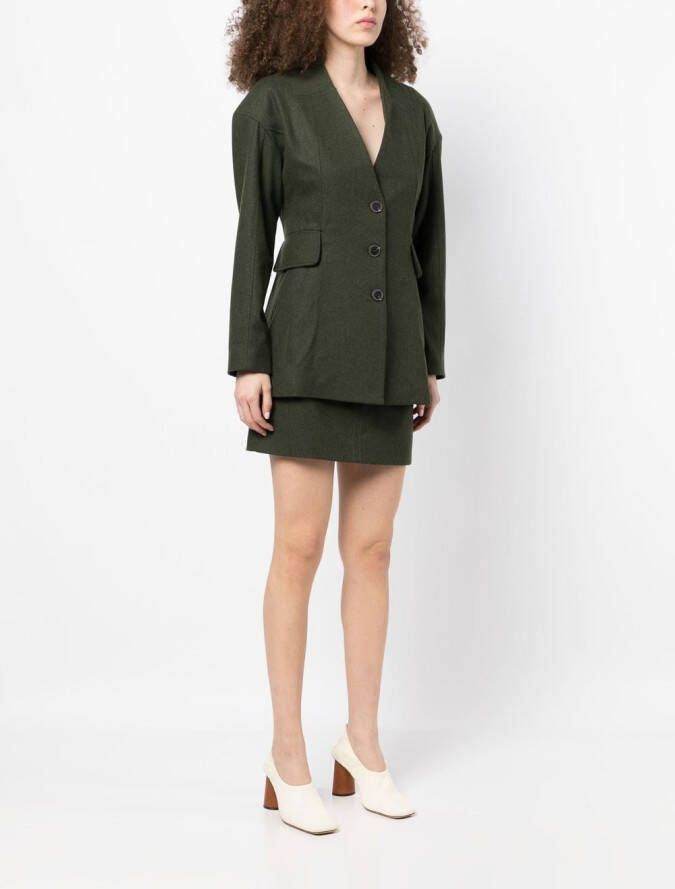 0711 Blazer met enkele rij knopen Groen