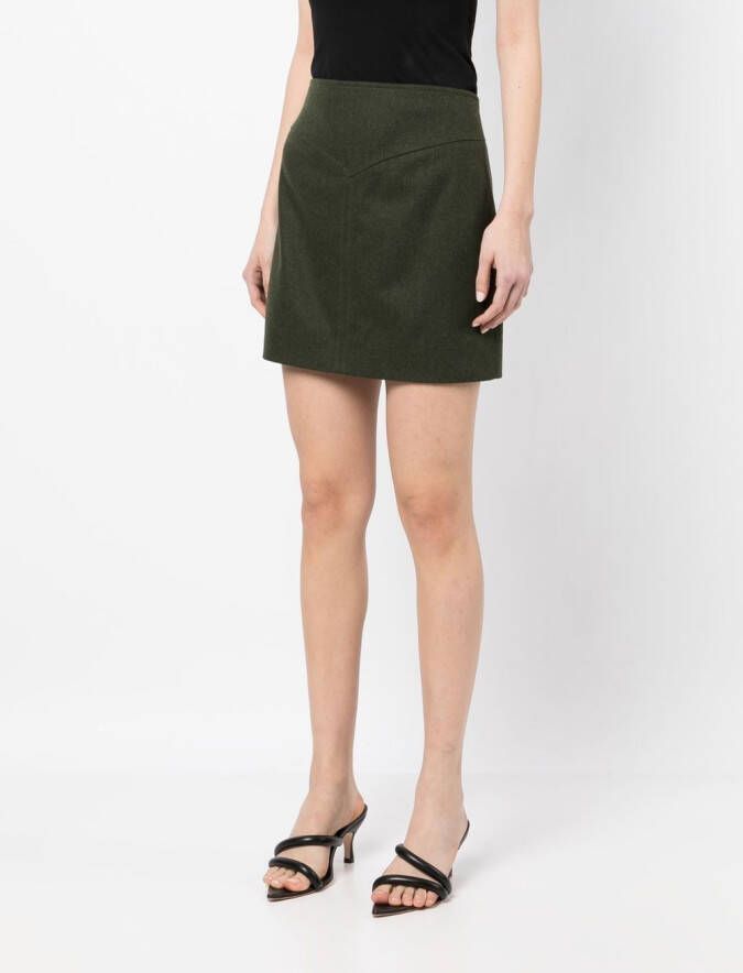 0711 Mini-rok van scheerwol Groen