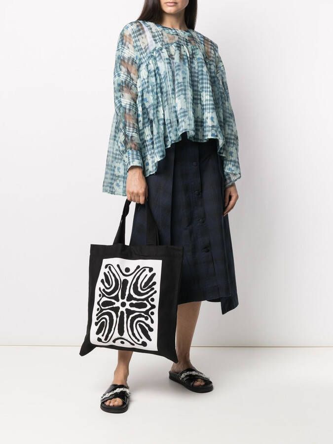 10 CORSO COMO Draagtas met abstracte print Zwart