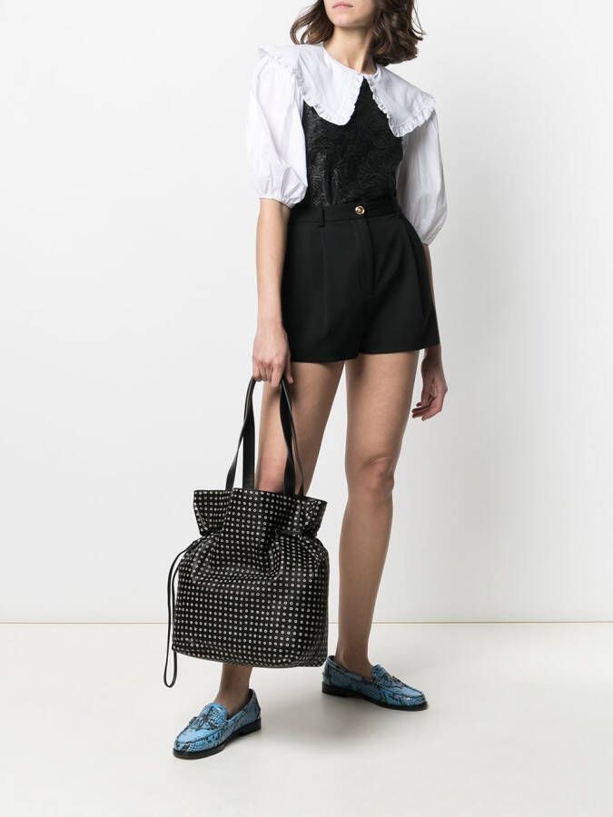 10 CORSO COMO Leren bucket-schoudertas Zwart