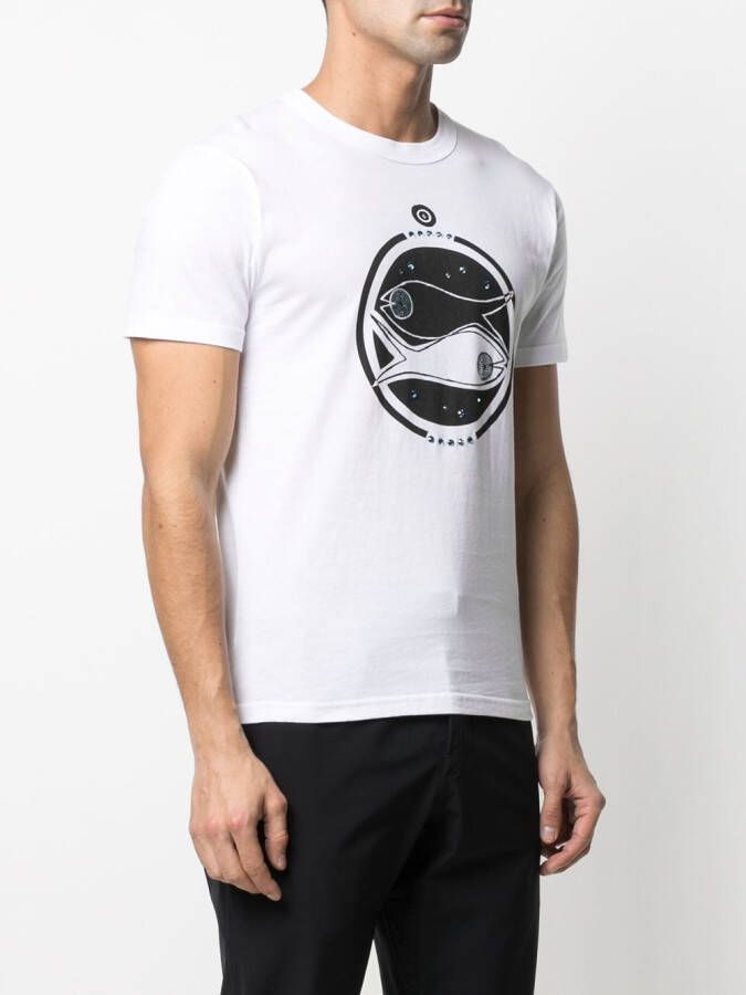 10 CORSO COMO T-shirt met vissenprint Wit
