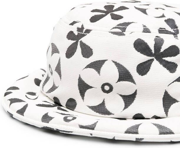 10 CORSO COMO Vissershoed met bloemjacquard Wit