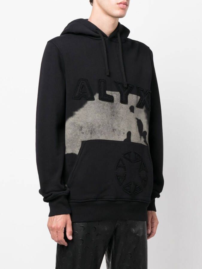 1017 ALYX 9SM Hoodie met geborduurd logo en print Zwart