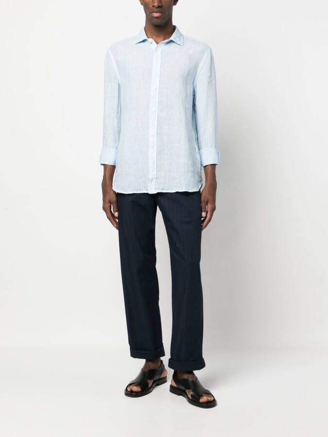 120% Lino Button-down overhemd Blauw