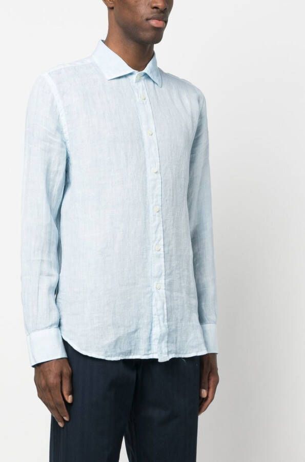 120% Lino Button-down overhemd Blauw