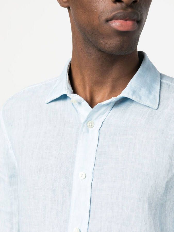 120% Lino Button-down overhemd Blauw