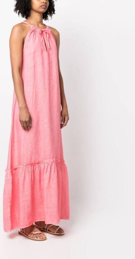 120% Lino Mouwloze jurk Roze