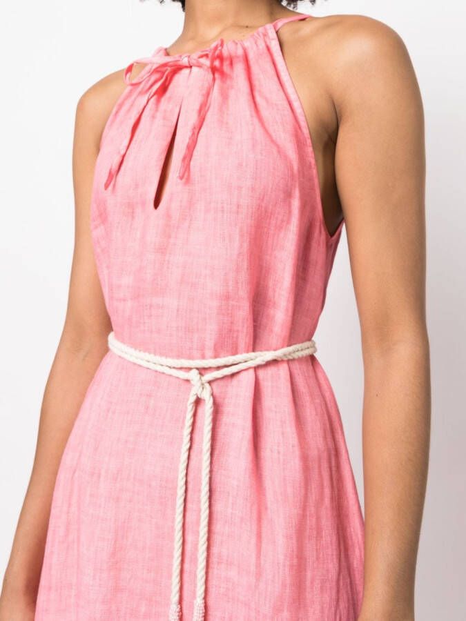 120% Lino Mouwloze jurk Roze