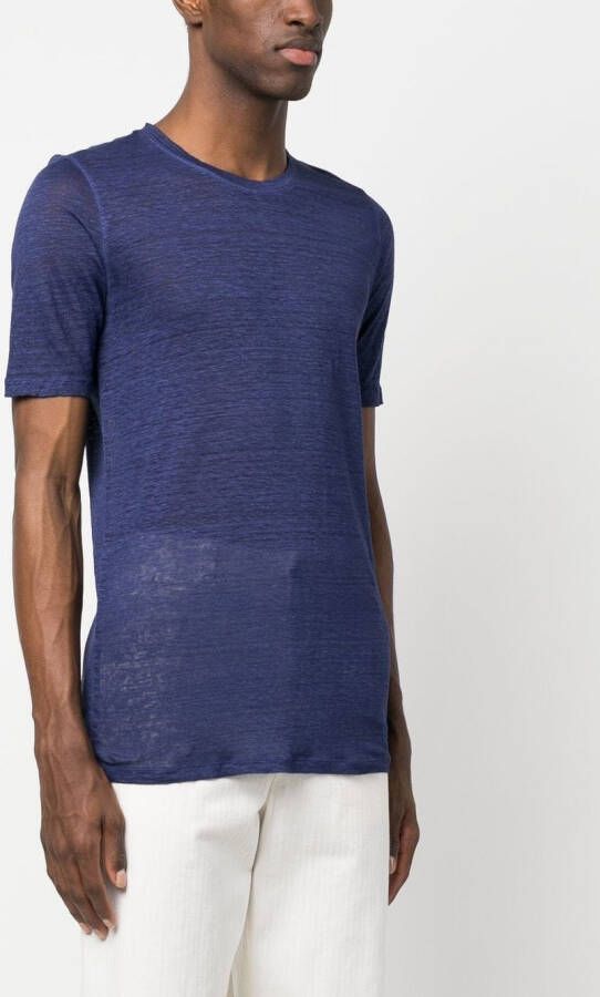 120% Lino Gemêleerd T-shirt Blauw