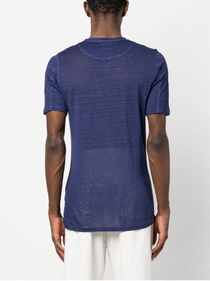 120% Lino Gemêleerd T-shirt Blauw