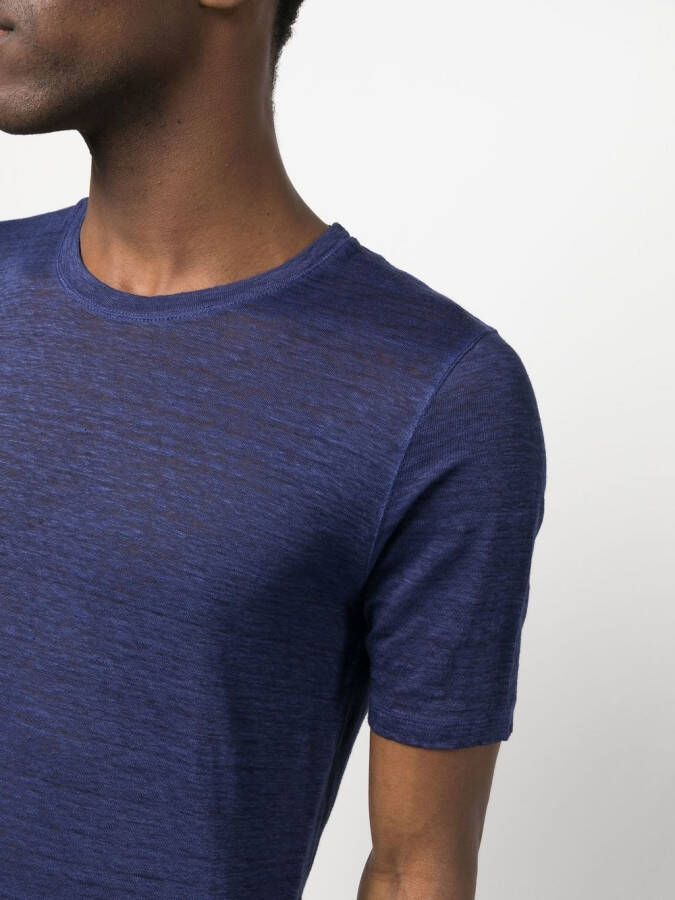 120% Lino Gemêleerd T-shirt Blauw