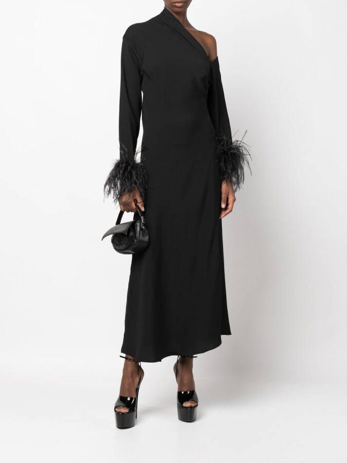 16Arlington Asymmetrische midi-jurk Zwart