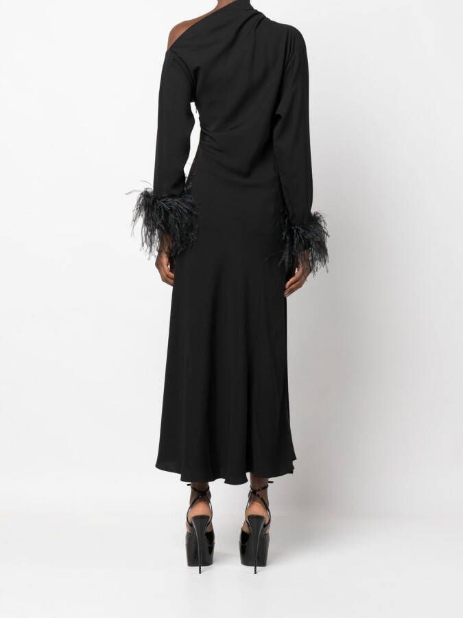 16Arlington Asymmetrische midi-jurk Zwart