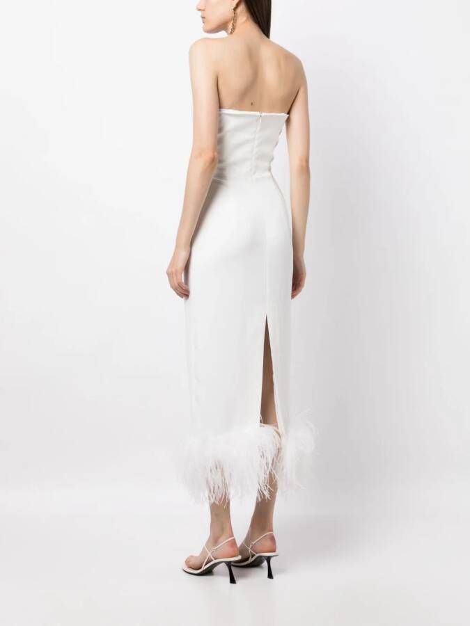 16Arlington Jurk met veren afwerking Wit