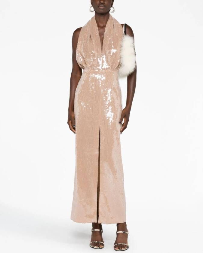 16Arlington Jurk verfraaid met pailletten Beige