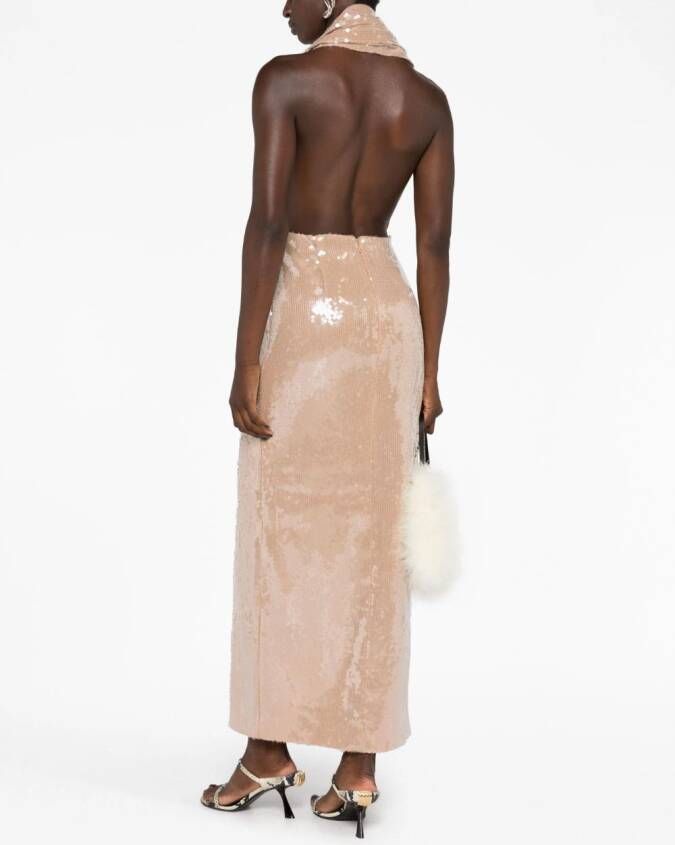 16Arlington Jurk verfraaid met pailletten Beige