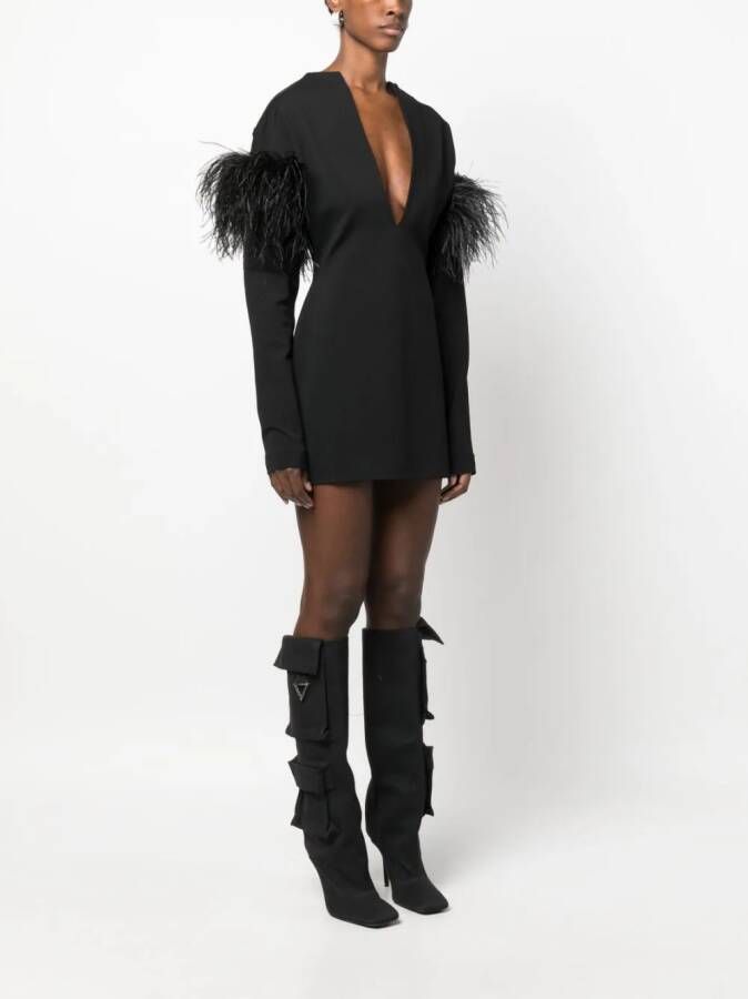 16Arlington Mini-jurk met veren afwerking Zwart