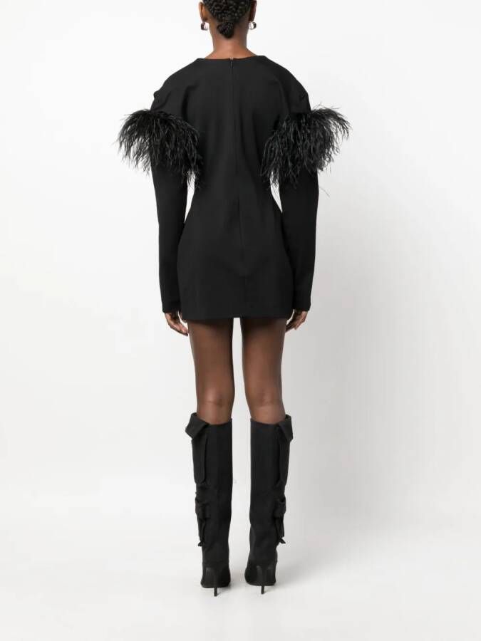 16Arlington Mini-jurk met veren afwerking Zwart