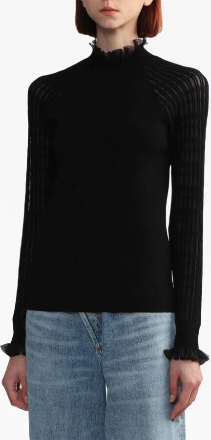 3.1 Phillip Lim Trui met franje kraag Zwart