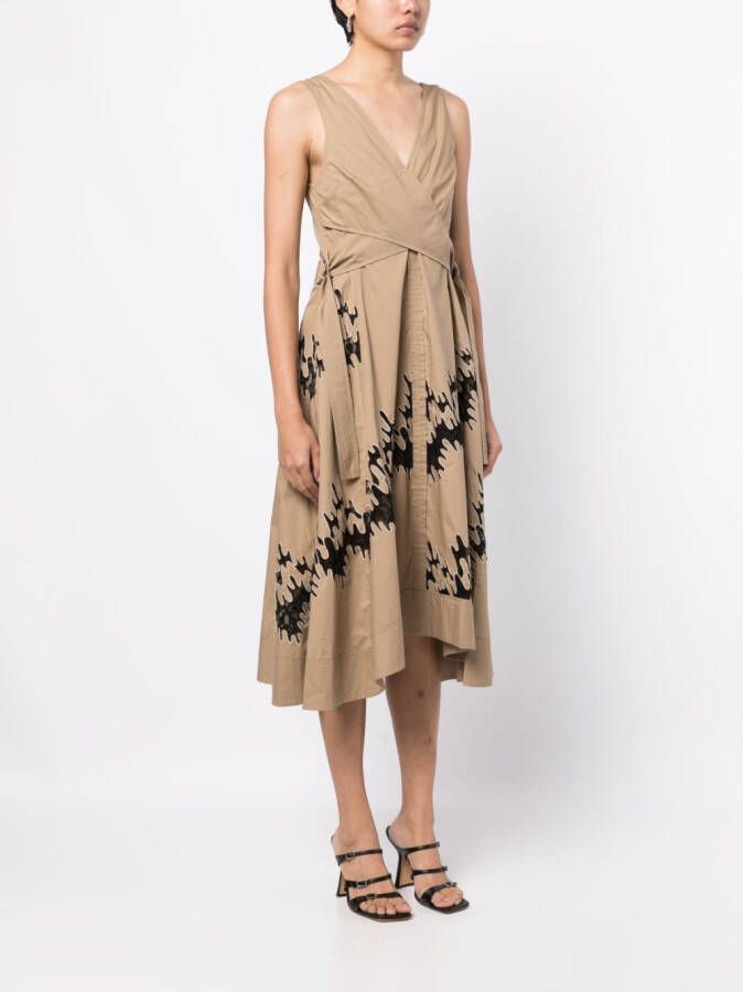 3.1 Phillip Lim Wikkeljurk met print Bruin