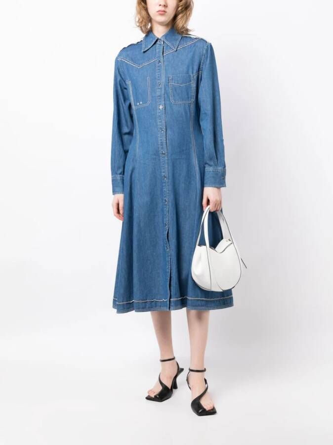 3.1 Phillip Lim Midi-jurk met contrasterende stiksels Blauw