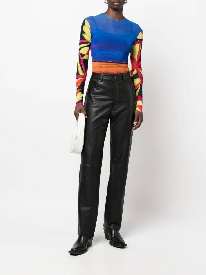 3x1 Leren broek Zwart