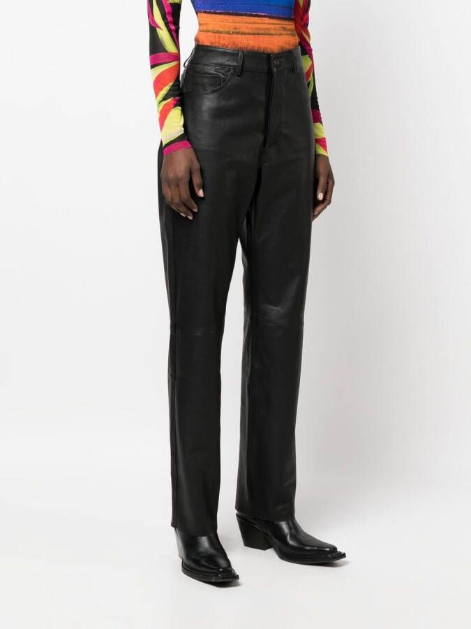 3x1 Leren broek Zwart
