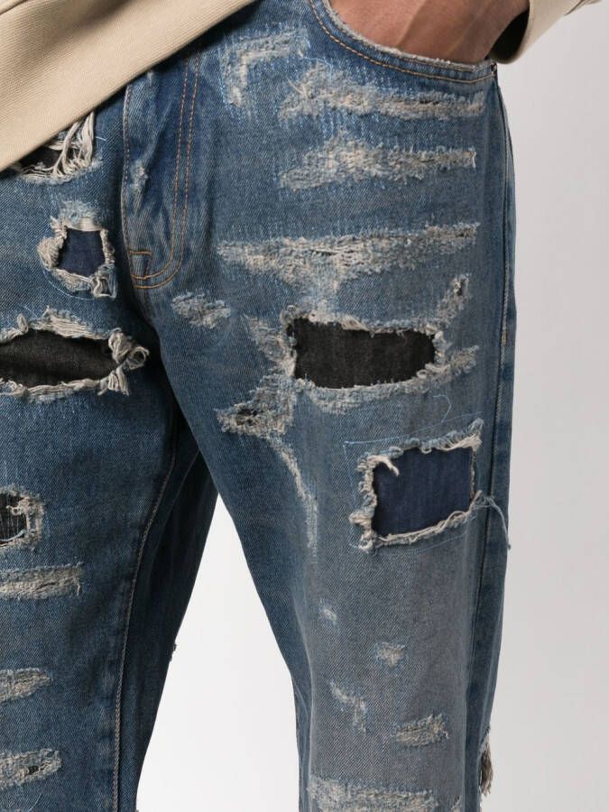 424 Gerafelde jeans Blauw