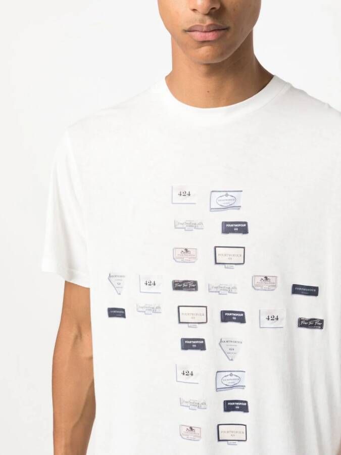 424 T-shirt met print Wit