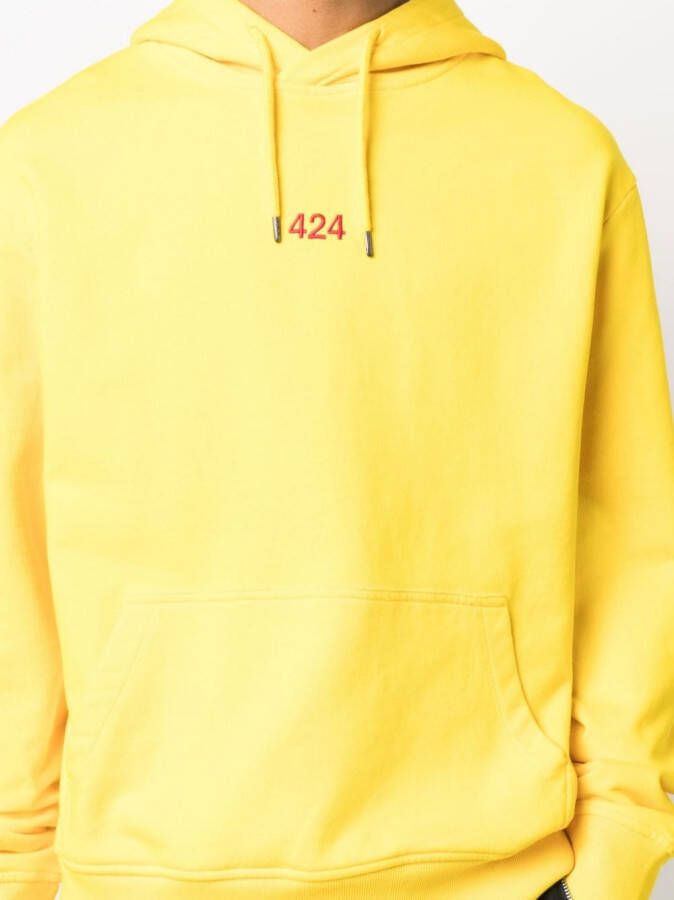 424 Hoodie met geborduurd logo Geel