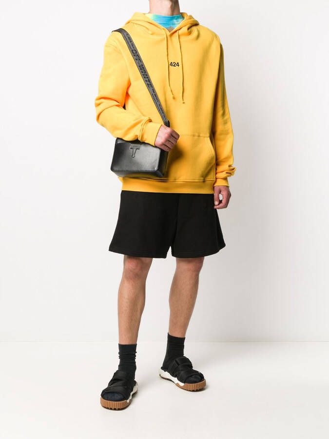 424 Hoodie met geborduurd logo Geel