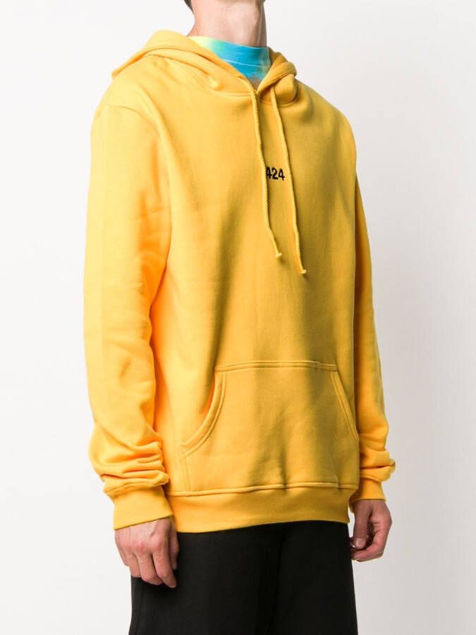 424 Hoodie met geborduurd logo Geel