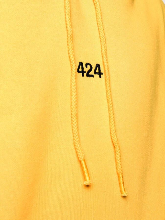 424 Hoodie met geborduurd logo Geel