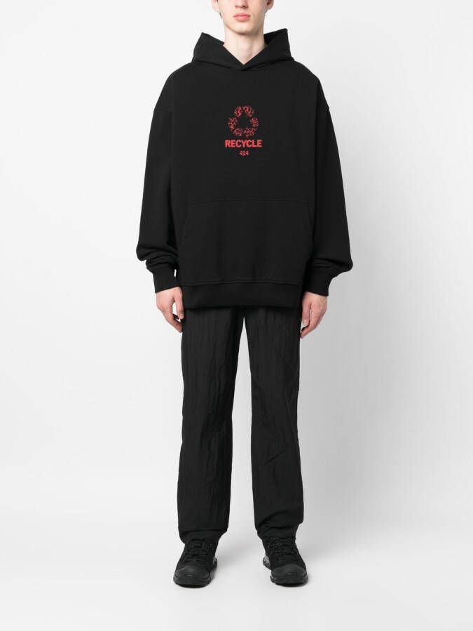 424 Hoodie met logo Zwart