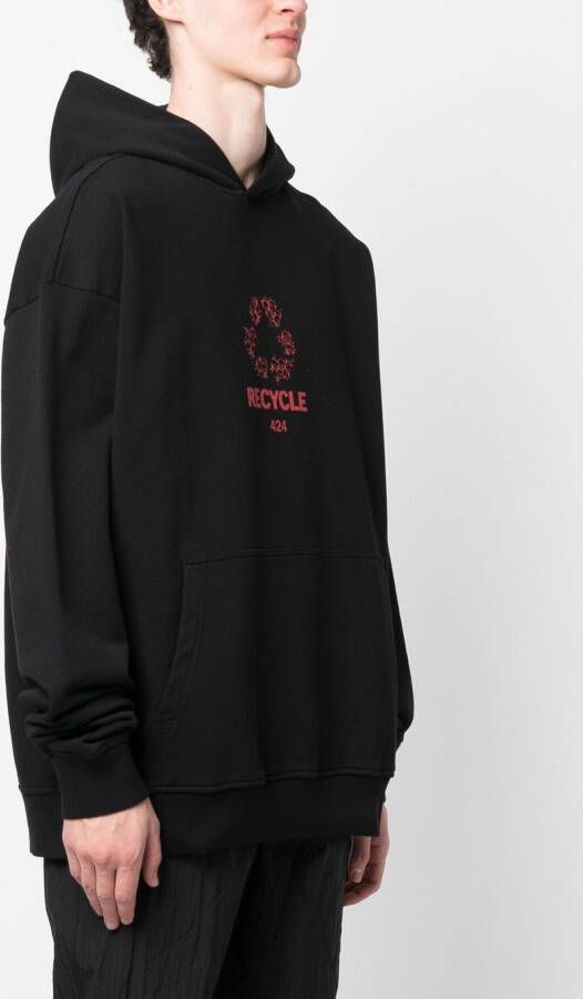 424 Hoodie met logo Zwart