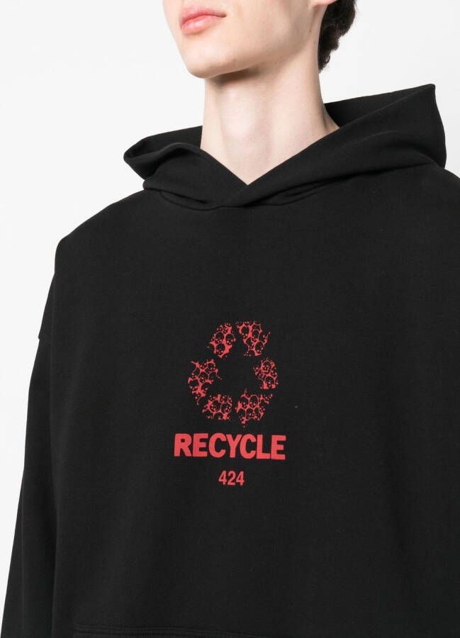 424 Hoodie met logo Zwart