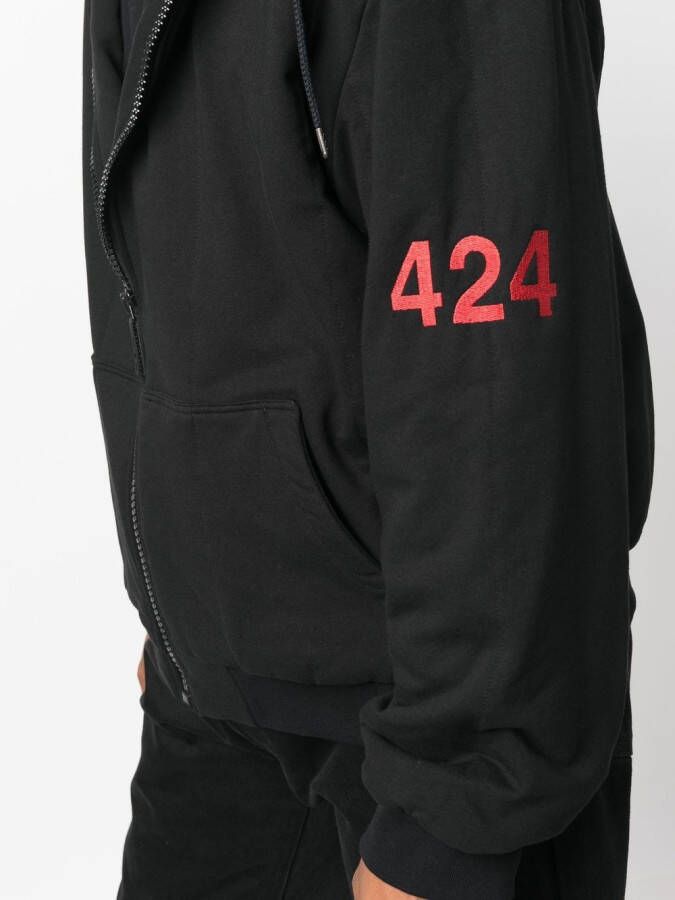 424 Hoodie met logoprint Zwart