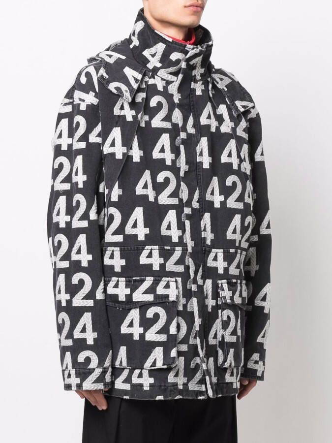 424 Jack met all-over logoprint Zwart