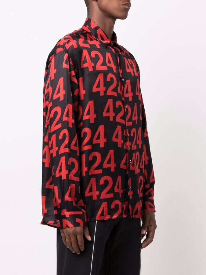 424 Overhemd met logo Zwart