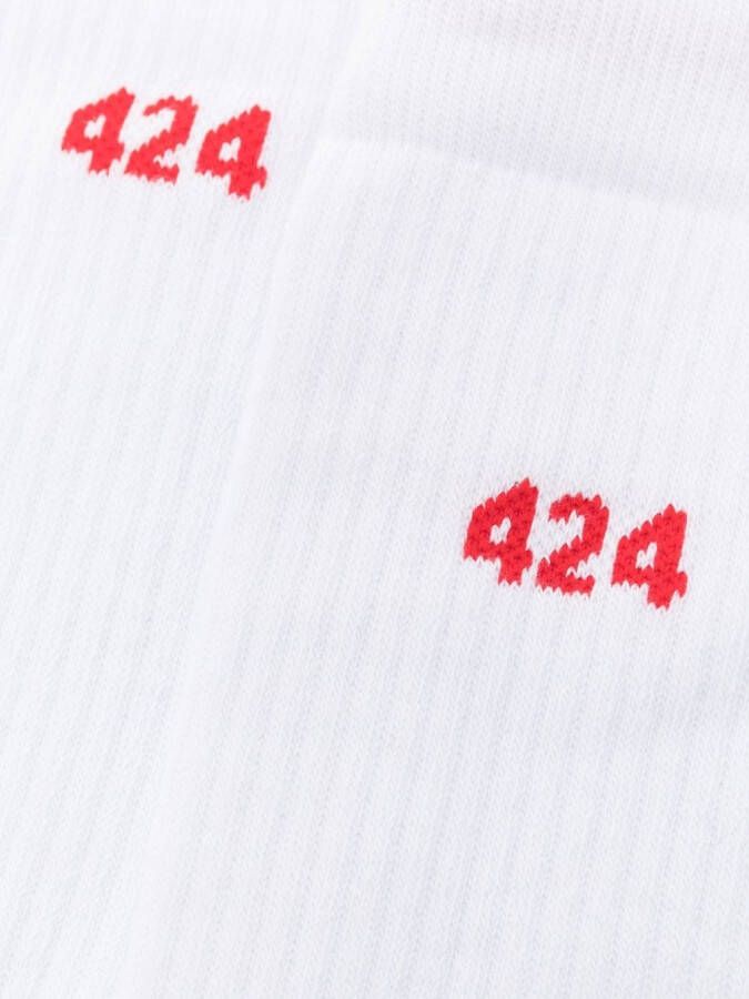 424 Sokken met intarsia logo Wit