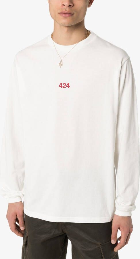 424 T-shirt met geborduurd logo Wit