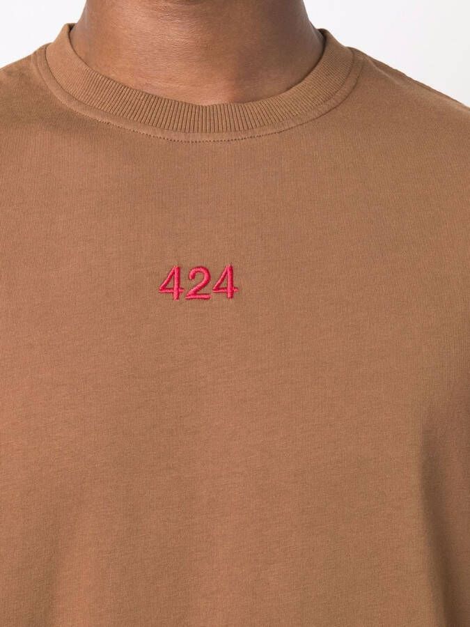 424 T-shirt met logo Bruin