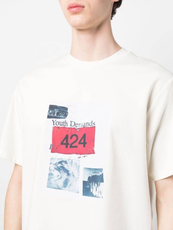 424 T-shirt met logoprint Beige