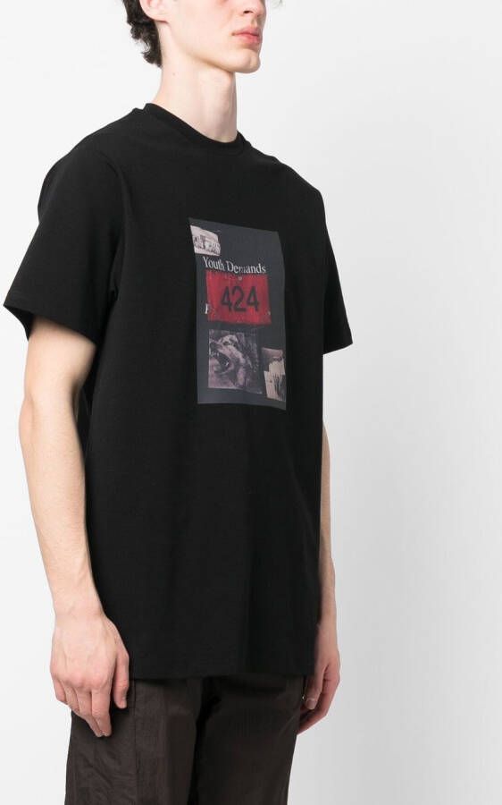 424 T-shirt met logoprint Zwart