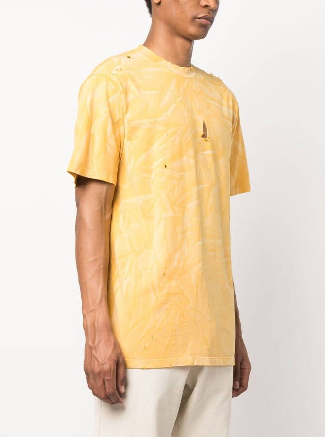424 T-shirt met tie-dye print Geel