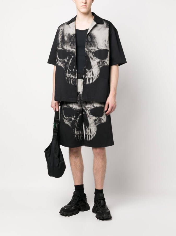 44 LABEL GROUP Bermuda shorts met doodskopprint Zwart