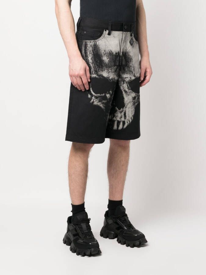 44 LABEL GROUP Bermuda shorts met doodskopprint Zwart