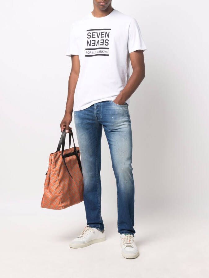 7 For All Mankind T-shirt met logoprint Wit