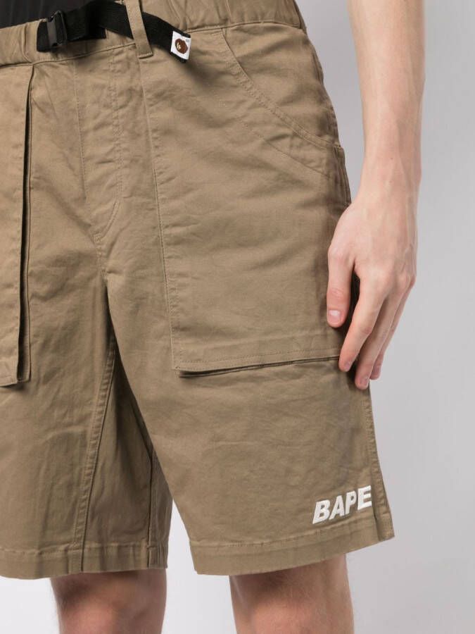 A BATHING APE Shorts met geborduurd logo Bruin