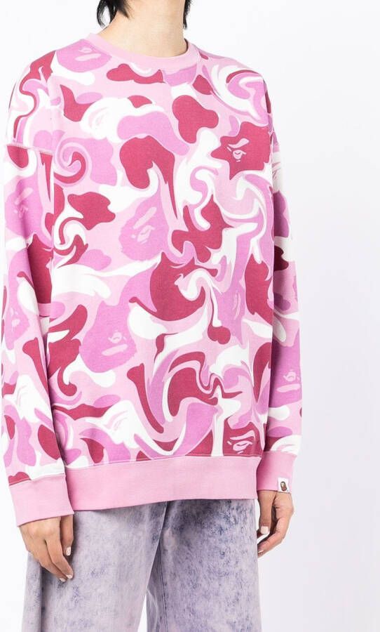 A BATHING APE Sweater met camouflageprint Roze